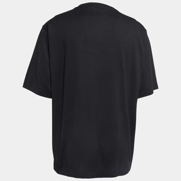 Pre Owned Dolce & Gabbana Black Logo Print Cotton Crew Neck Half Sleeve T-Shirt XXL