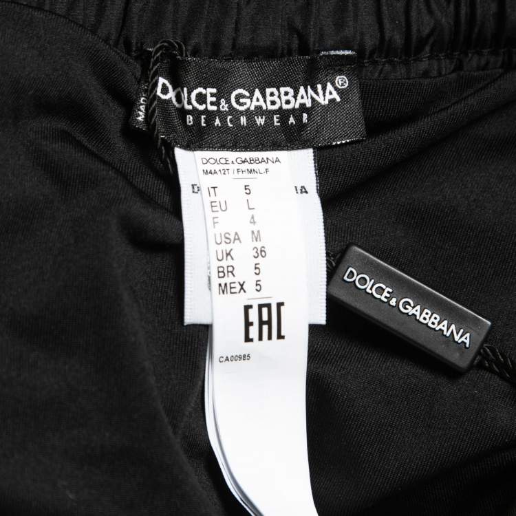 Pre Owned Dolce & Gabbana Black Heart Logo Print Synthetic Swim Trunk L