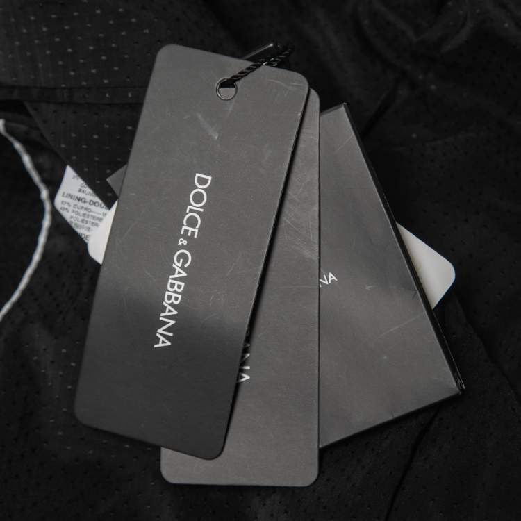 Pre Owned Dolce & Gabbana Black Textured Bee Crest Detail Button Front Jacket XL