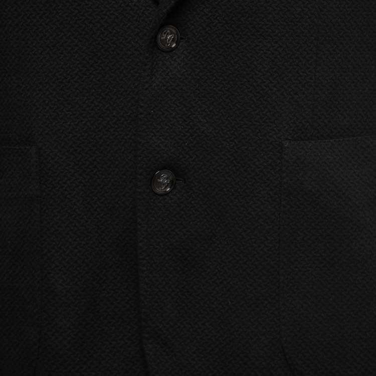 Pre Owned Dolce & Gabbana Black Textured Bee Crest Detail Button Front Jacket XL