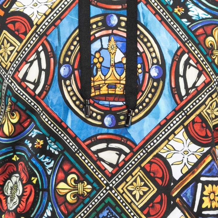 Pre Owned Dolce & Gabbana Multicolor Stained Glass Printed Cotton Hoodie XL