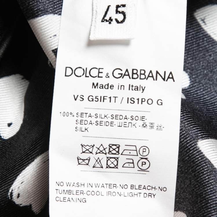 Pre Owned Dolce & Gabbana Black/White Heart Print Silk Pajama Shirt 4XL