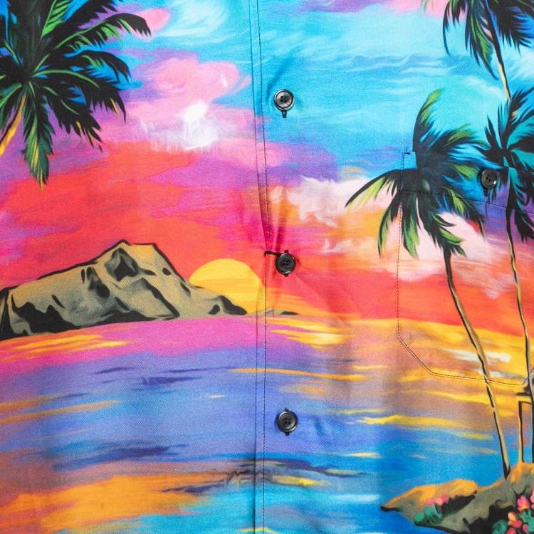 Pre Owned Dolce & Gabbana Multicolor Silk Hawaiian Print Shirt XL