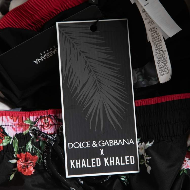 Pre Owned Dolce & Gabbana X Khaled Khaled Beachwear Black Jungle Mix Print Swim Shorts M
