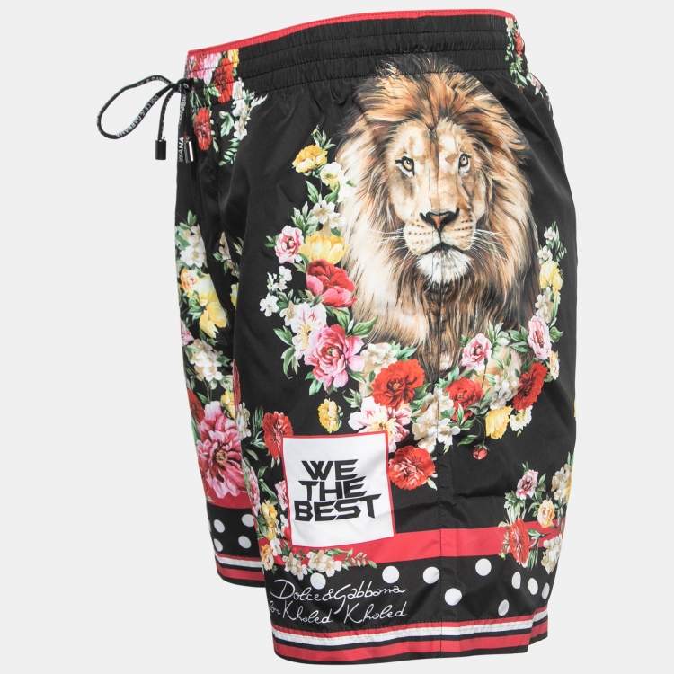 Pre Owned Dolce & Gabbana X Khaled Khaled Beachwear Black Jungle Mix Print Swim Shorts M