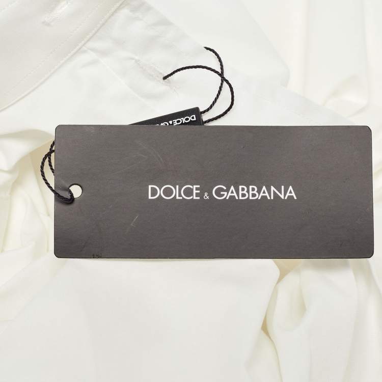 Pre Owned Dolce & Gabbana White Cotton Gold Fit Shirt L