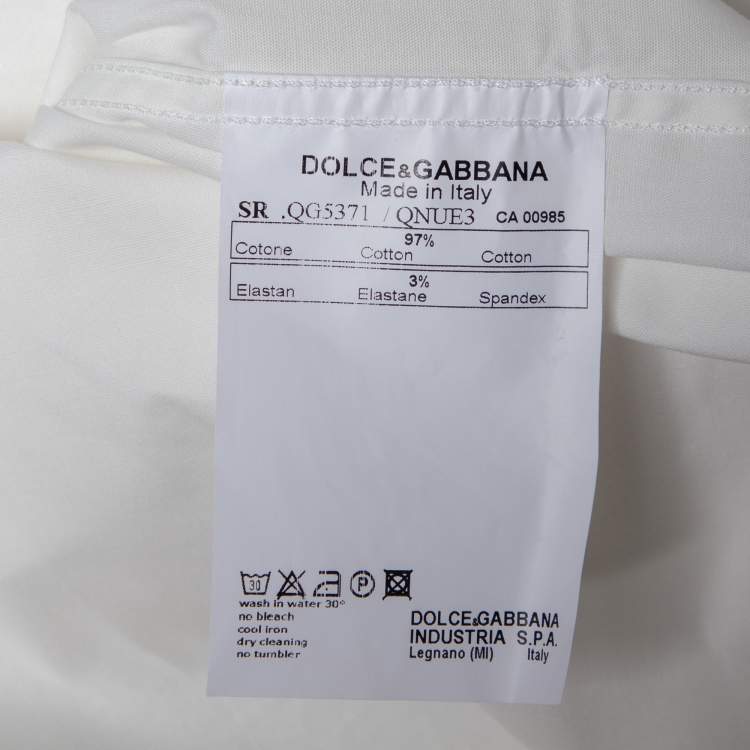 Pre Owned Dolce & Gabbana White Cotton Gold Fit Shirt L