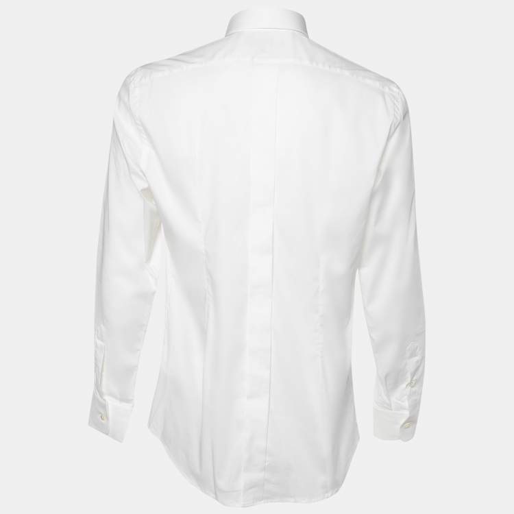 Pre Owned Dolce & Gabbana White Cotton Gold Fit Shirt L