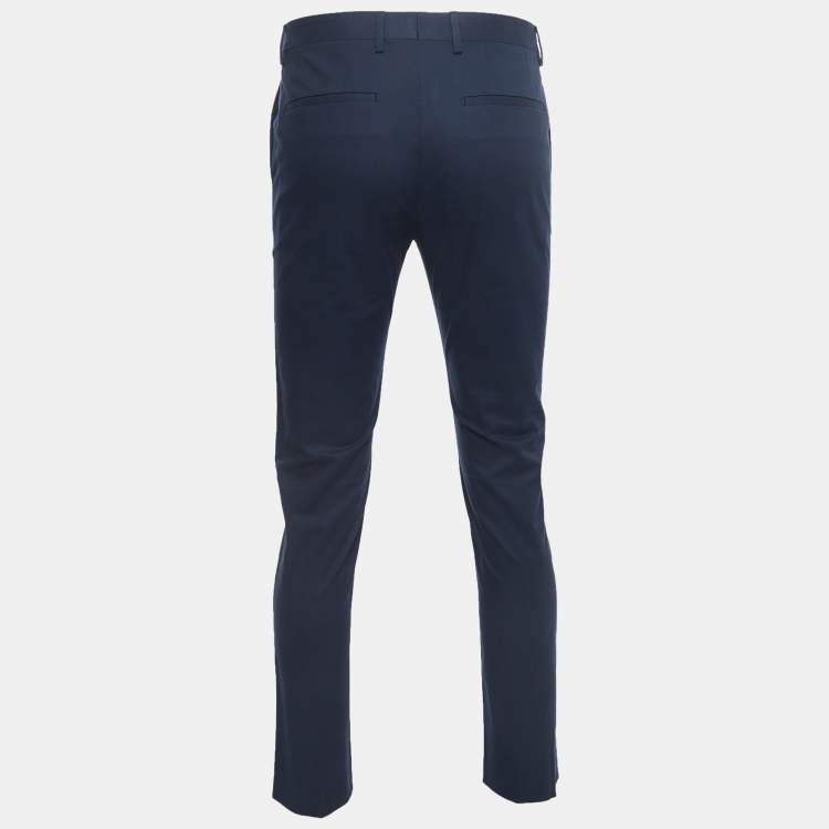 Pre Owned Dolce & Gabbana Navy Blue Cotton Tapered Trousers S