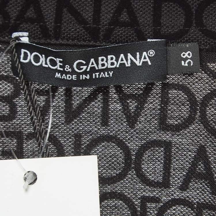 Pre Owned Dolce & Gabbana Black Logo Monogram Cotton Regular Fit Polo T-Shirt 4XL