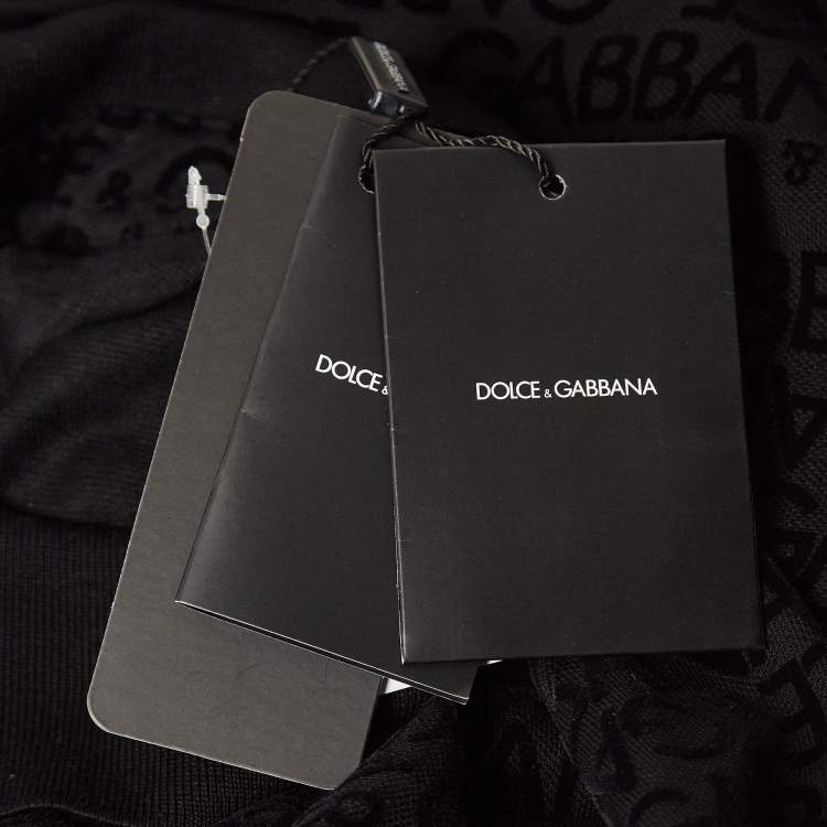 Pre Owned Dolce & Gabbana Black Logo Monogram Cotton Regular Fit Polo T-Shirt 4XL