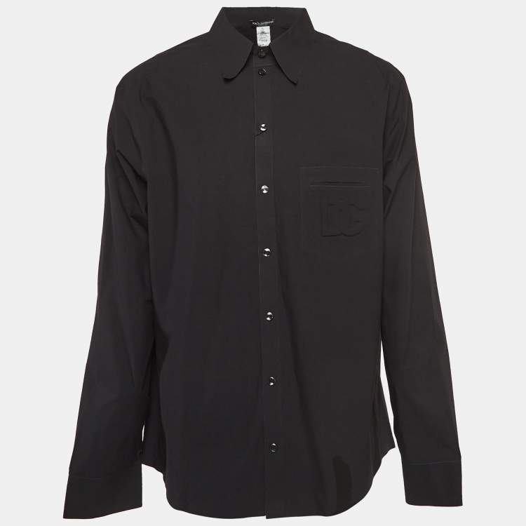 Pre Owned Dolce & Gabbana Black Cotton Blend Embossed Pocket Detail Shirt XL