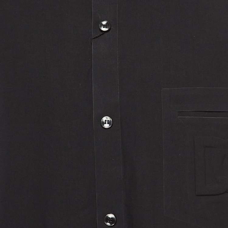 Pre Owned Dolce & Gabbana Black Cotton Blend Embossed Pocket Detail Shirt XL