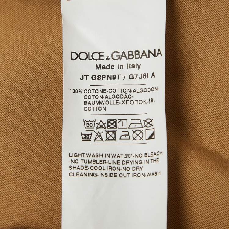 Pre Owned Dolce & Gabbana Brown DG Coin Print Cotton Crew Neck T-Shirt M