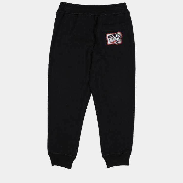 Pre Owned Dolce & Gabbana Black Cotton Jogger Pants Size 7/8Y