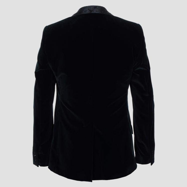 Pre Owned Dolce & Gabbana Midnight Blue Velvet Blazer M (IT 48)