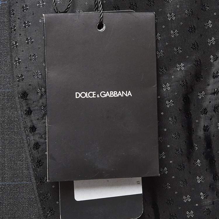 Pre Owned Dolce & Gabbana Black Plaid Wool 3 Pc Suit M