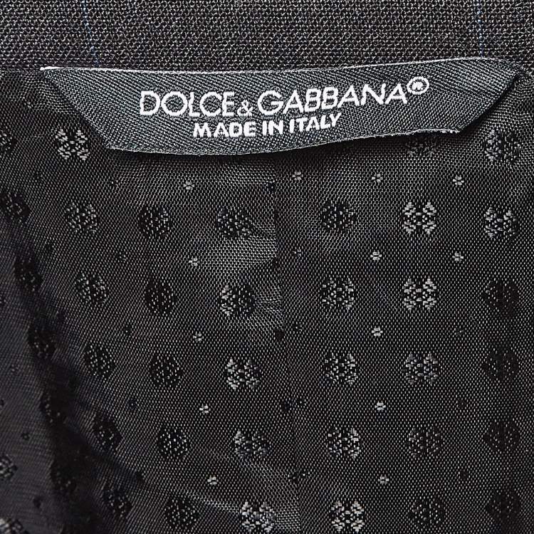 Pre Owned Dolce & Gabbana Black Plaid Wool 3 Pc Suit M