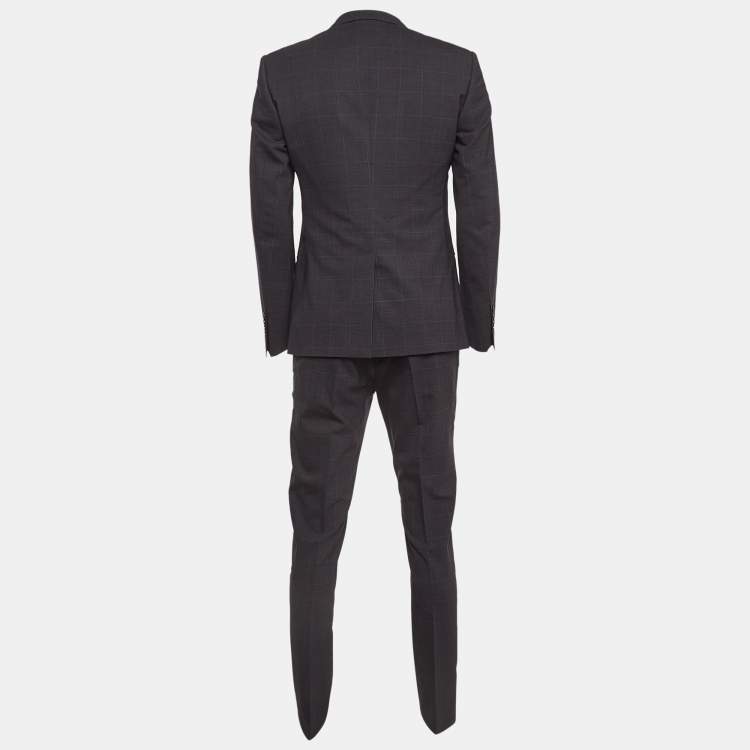 Pre Owned Dolce & Gabbana Black Plaid Wool 3 Pc Suit M