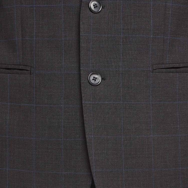 Pre Owned Dolce & Gabbana Black Plaid Wool 3 Pc Suit M