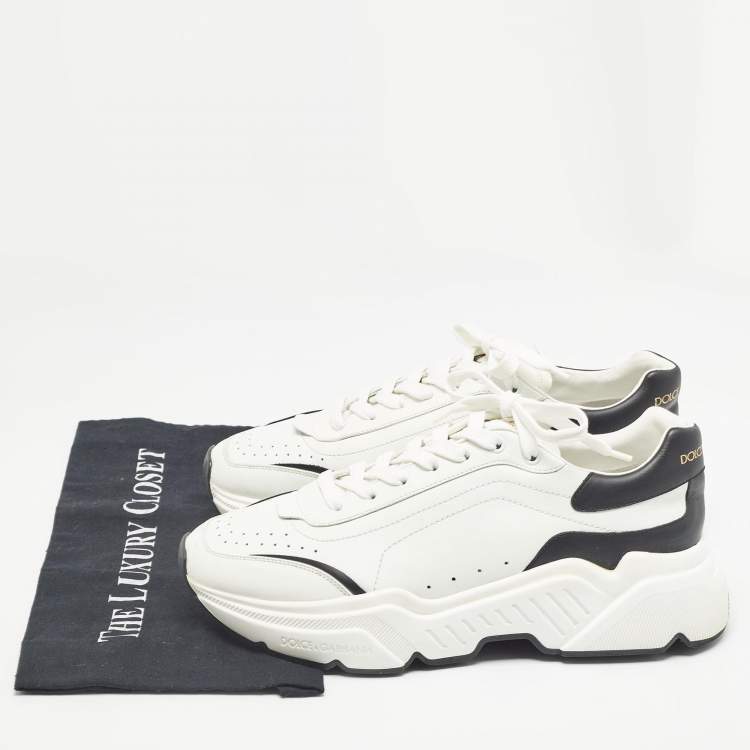Pre Owned Dolce & Gabbana Black/White Leather Daymaster Sneakers Size 43