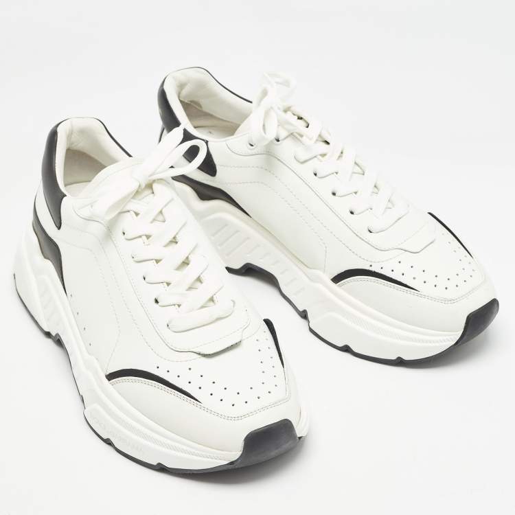 Pre Owned Dolce & Gabbana Black/White Leather Daymaster Sneakers Size 43