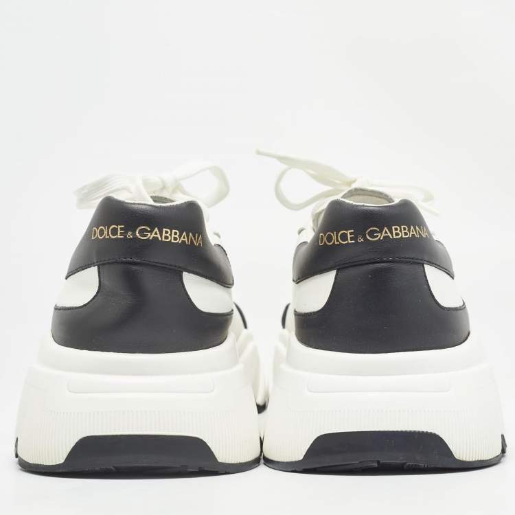 Pre Owned Dolce & Gabbana Black/White Leather Daymaster Sneakers Size 43