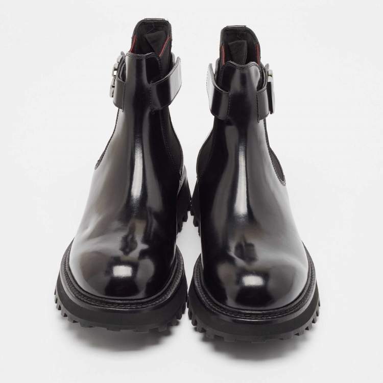Pre Owned Dolce & Gabbana Black Leather Bernini Chelsea Boots Size 43