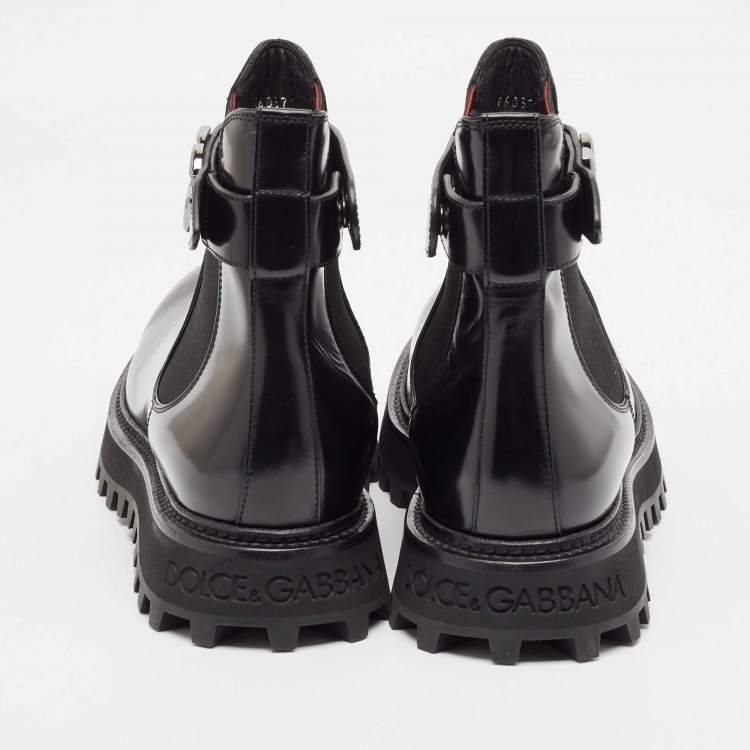 Pre Owned Dolce & Gabbana Black Leather Bernini Chelsea Boots Size 43