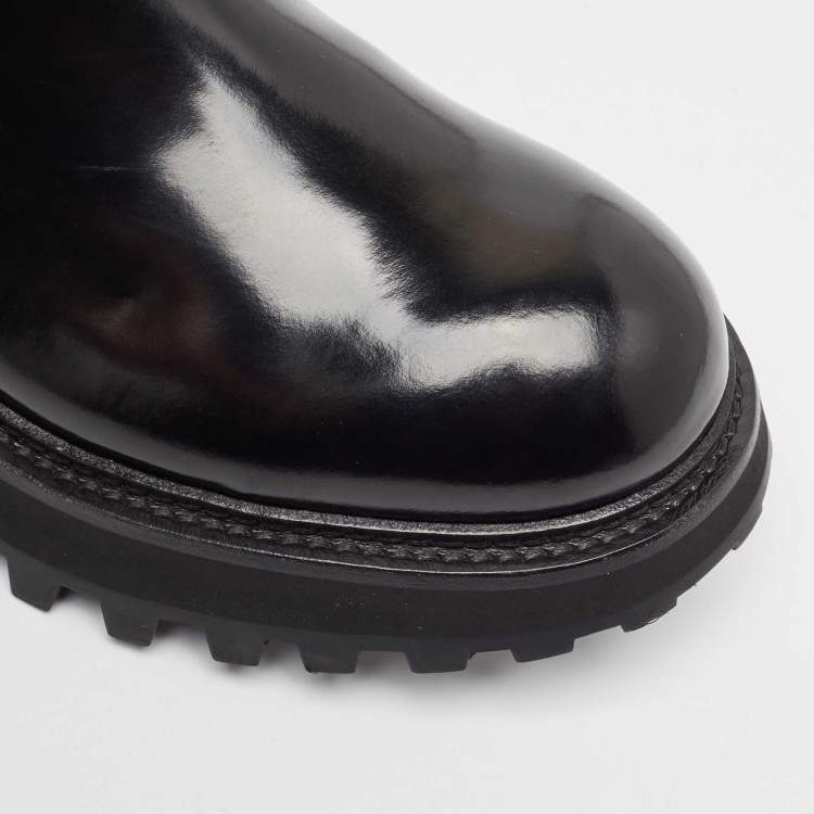 Pre Owned Dolce & Gabbana Black Leather Bernini Chelsea Boots Size 43