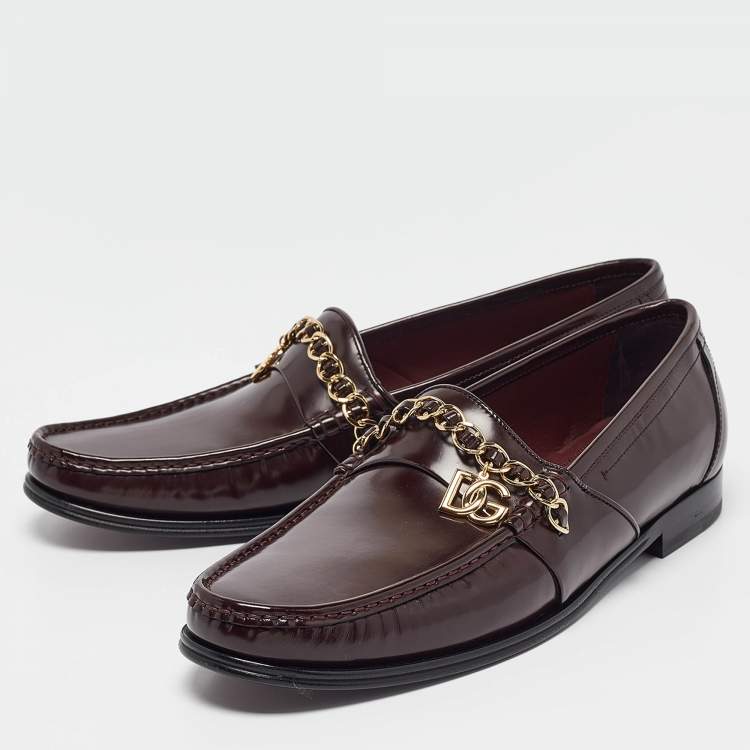 Pre Owned Dolce & Gabbana Brown Leather Slip On Loafers Size 46