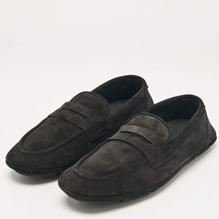Pre Owned Dolce & Gabbana Black Suede Slip On Loafers Size 41