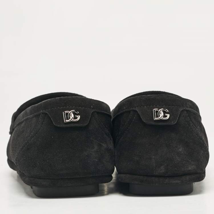 Pre Owned Dolce & Gabbana Black Suede Slip On Loafers Size 41