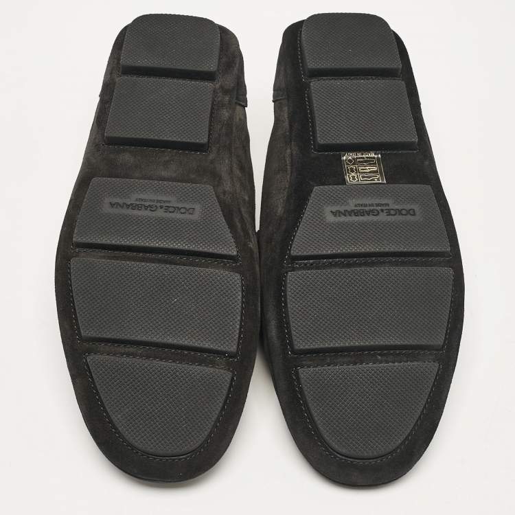 Pre Owned Dolce & Gabbana Black Suede Slip On Loafers Size 41