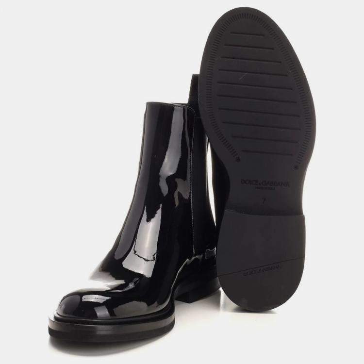 Pre Owned Dolce & Gabbana Black Leather Beatles Boots IT 41