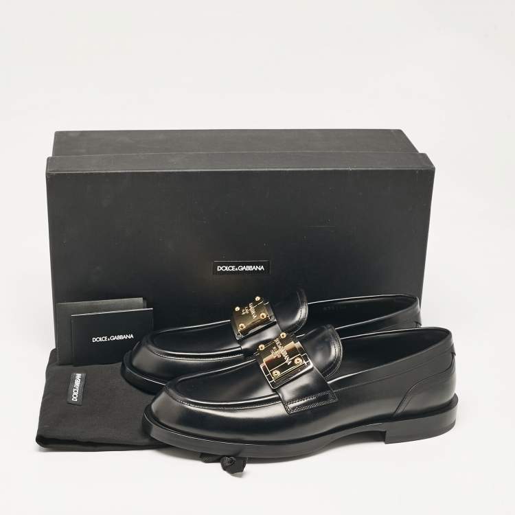 Pre Owned Dolce & Gabbana Black Leather Brushed Loafers Size 43