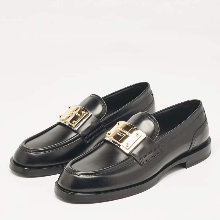 Pre Owned Dolce & Gabbana Black Leather Brushed Loafers Size 43