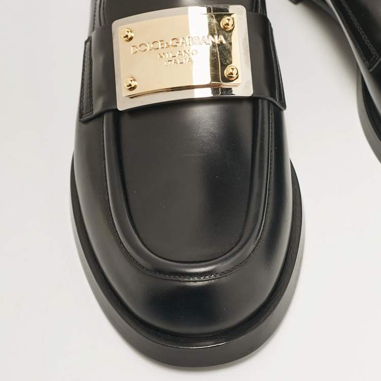 Pre Owned Dolce & Gabbana Black Leather Brushed Loafers Size 43