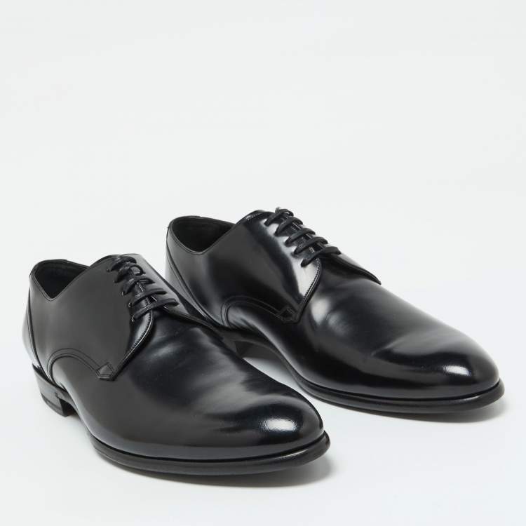 Pre Owned Dolce & Gabbana Black Leather Lace Up Derby Size 42.5