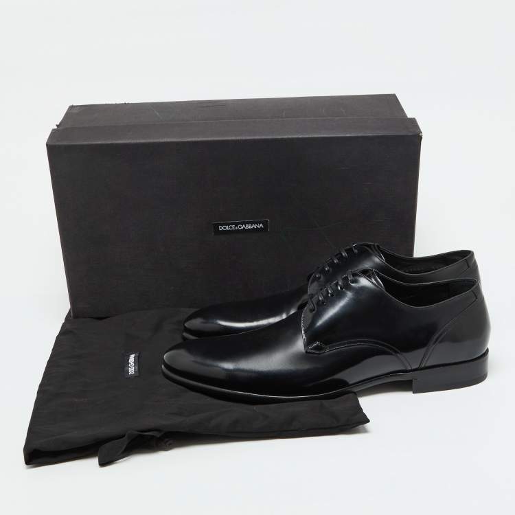 Pre Owned Dolce & Gabbana Black Leather Lace Up Derby Size 42.5