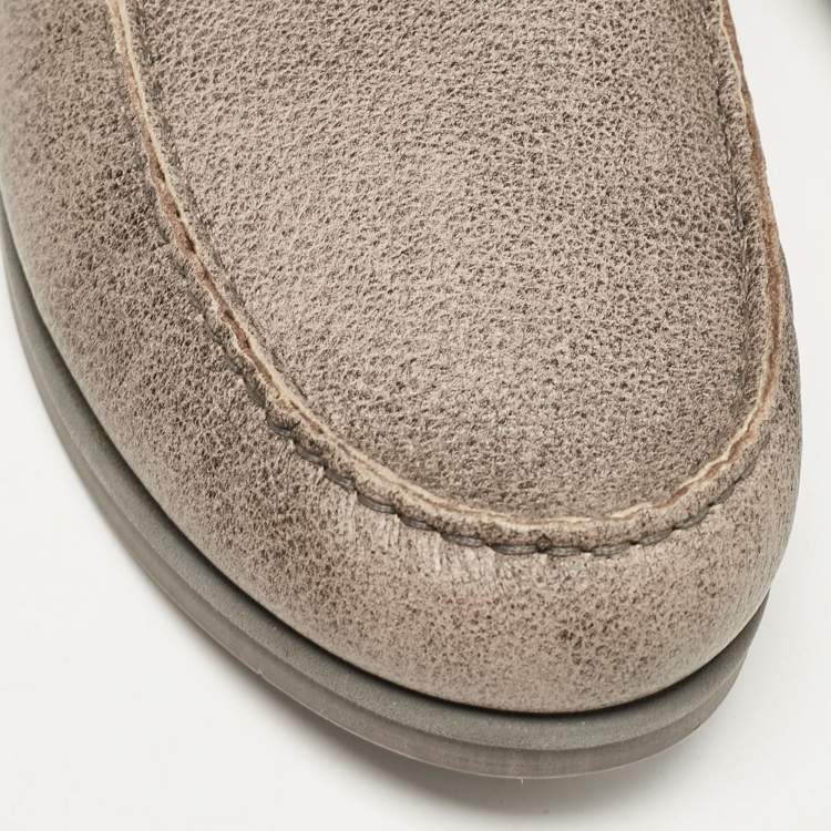 Pre Owned Dolce & Gabbana Brown Leather Genova Loafers Size 41.5
