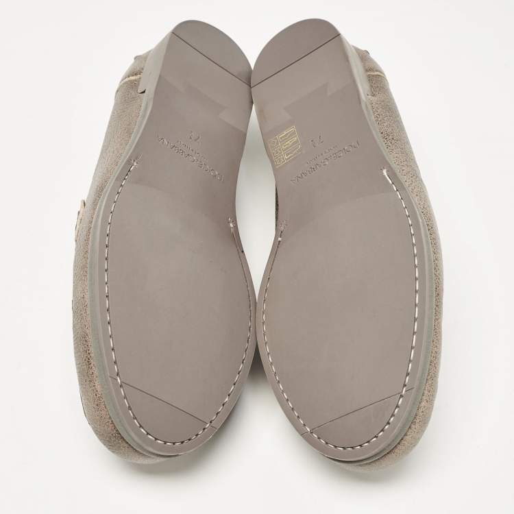 Pre Owned Dolce & Gabbana Brown Leather Genova Loafers Size 41.5