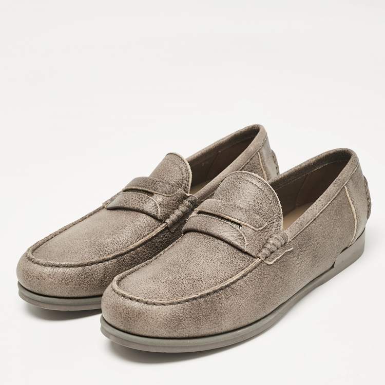 Pre Owned Dolce & Gabbana Brown Leather Genova Loafers Size 41.5