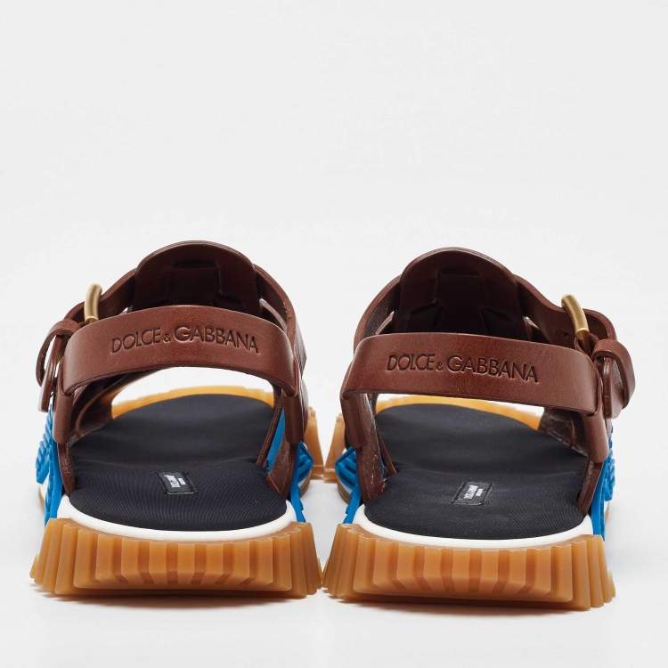 Pre Owned Dolce & Gabbana Brown Leather Ns1 Buckle Sandals 