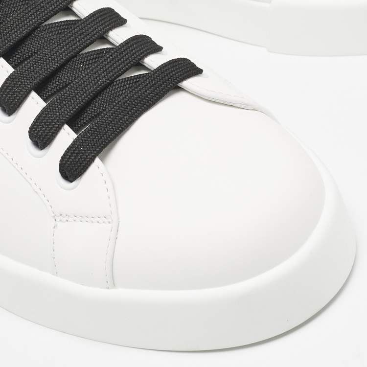 Pre Owned Dolce & Gabbana White/Black Leather Portofino Royal Sneakers Size 41