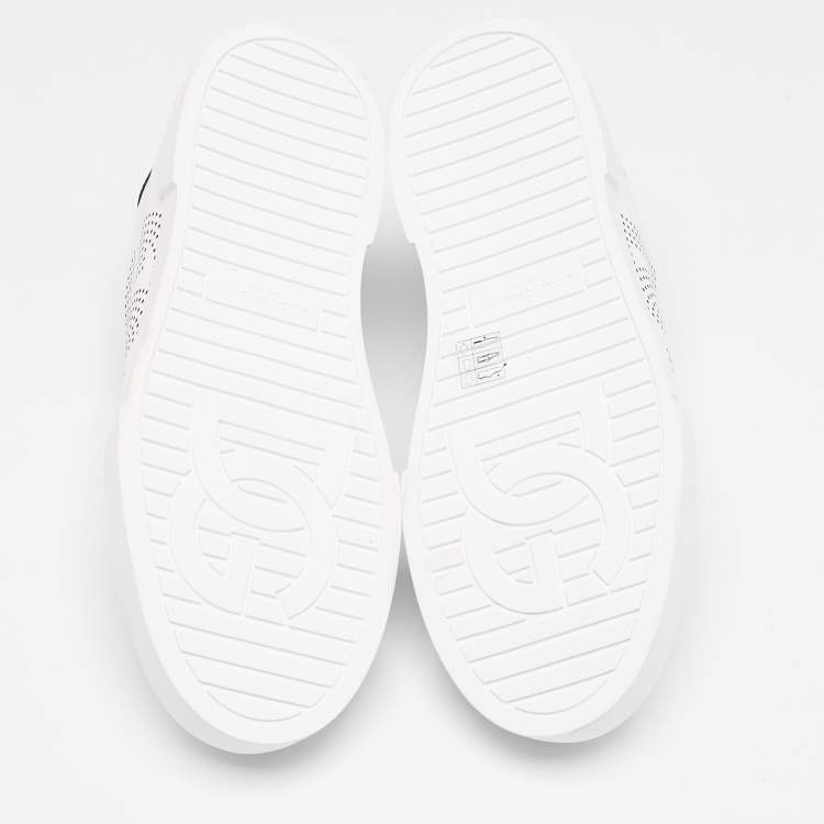 Pre Owned Dolce & Gabbana White/Black Leather Portofino Royal Sneakers Size 41