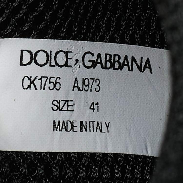 Pre Owned Dolce & Gabbana Green/Black Leather and Nylon Ns1 Low Top Sneakers Size 41