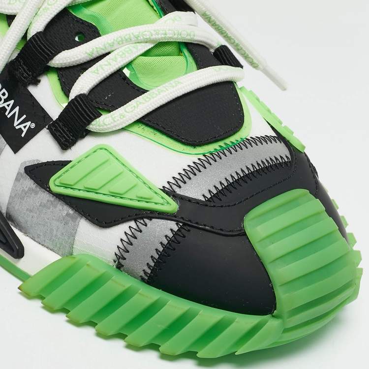 Pre Owned Dolce & Gabbana Green/Black Leather and Nylon Ns1 Low Top Sneakers Size 41