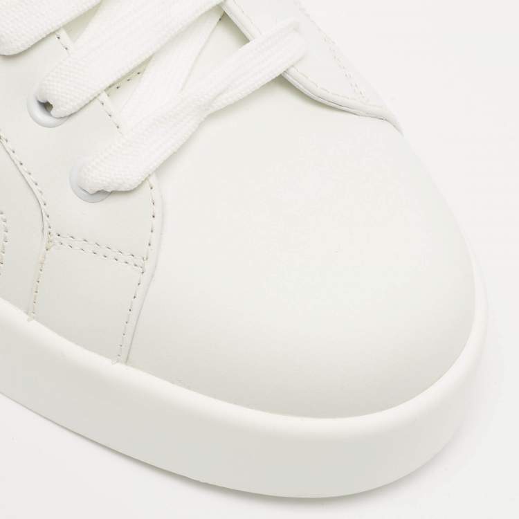 Pre Owned Dolce & Gabbana White Leather Crown Patch Portofino Sneakers Size 43