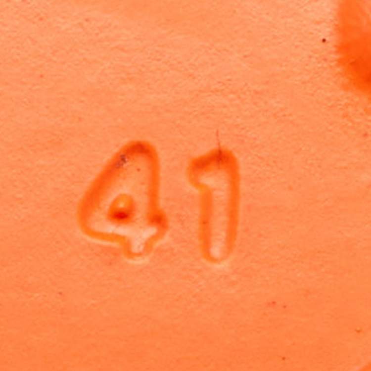 Pre Owned Dolce & Gabbana Neon Orange Rubber Logo Flat Slides Size 41